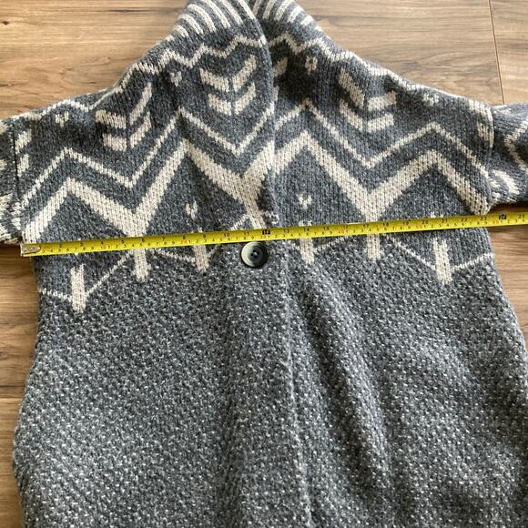 Repeat Luxury Norweigan Intarsia Cardigan Women 38 / S Gray Lagenlook Geometric - Picture 8 of 11